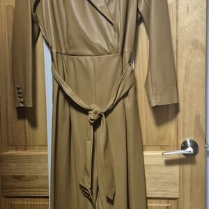 Eloquii Camel Faux Leather Jumpsuit